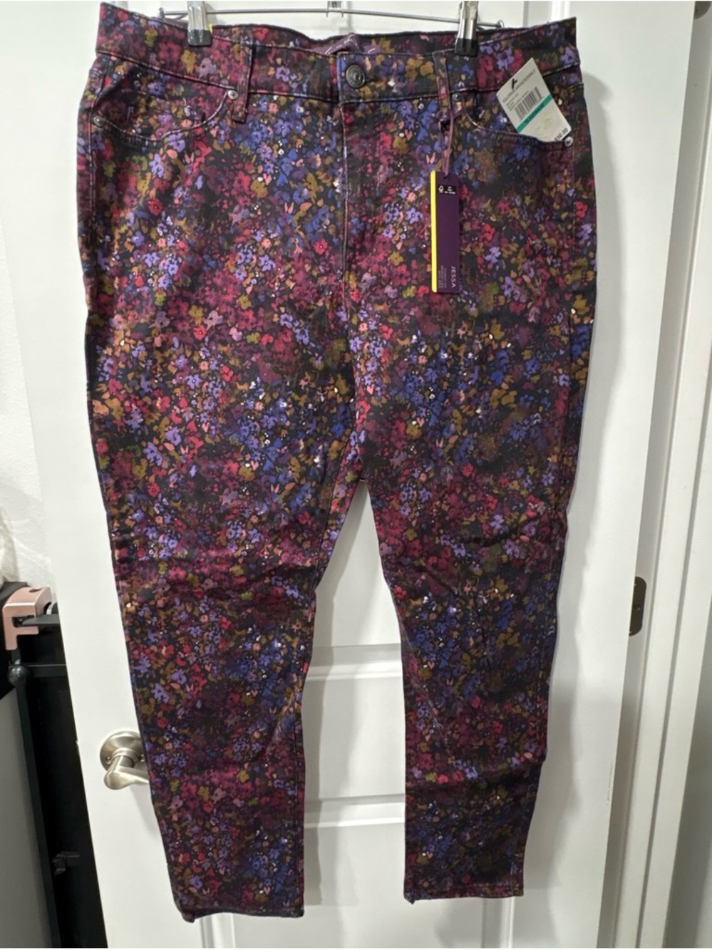 Gloria Vanderbilt Slim Floral Chino Pants - Purple Multi